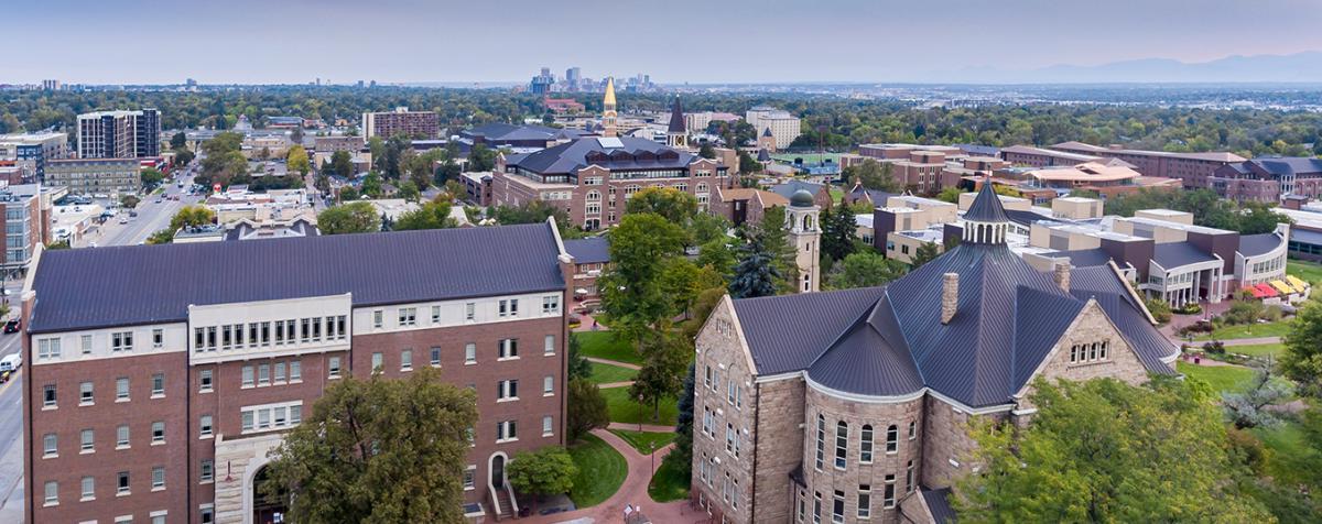 Campus, downtown, and mountains